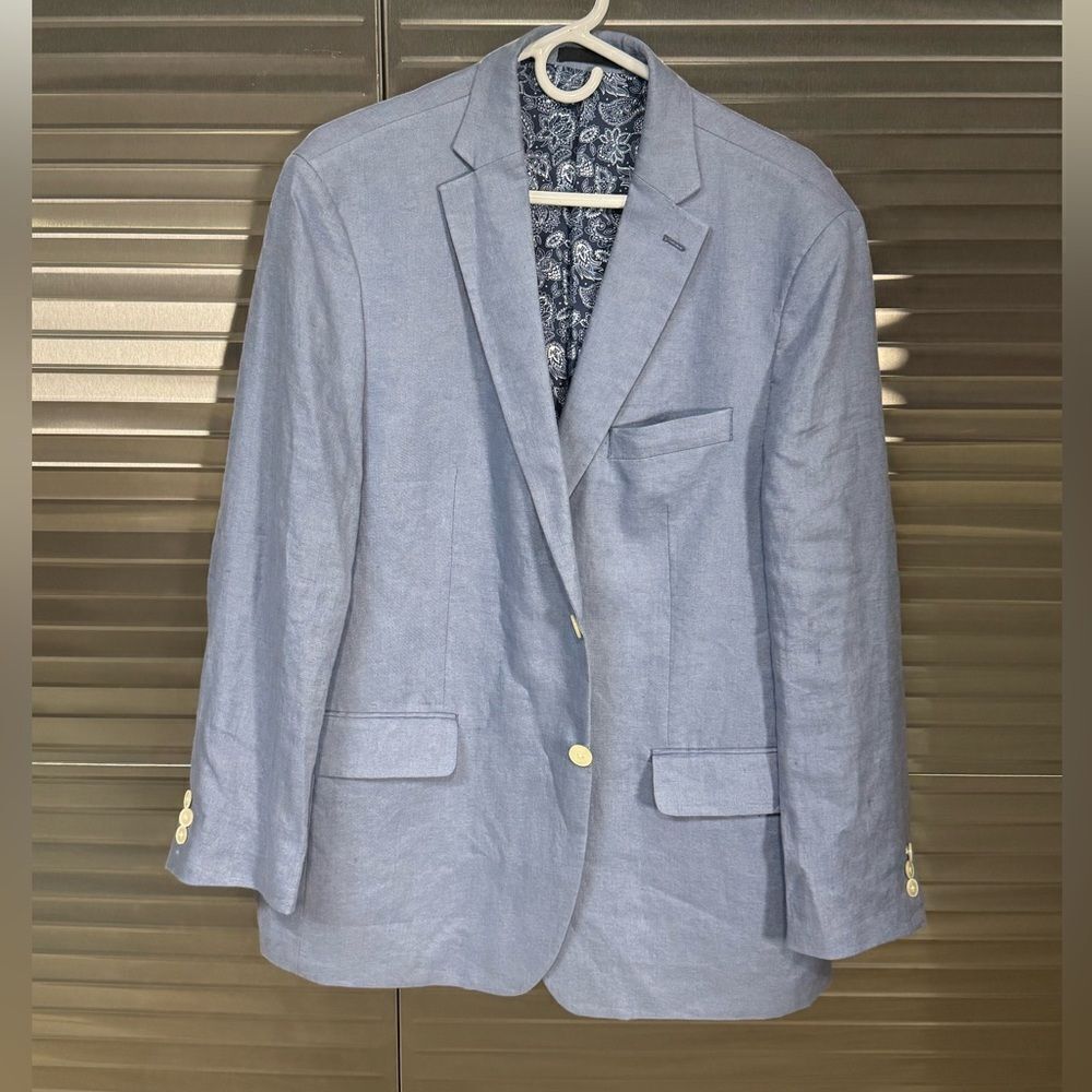 Ralph Lauren Polo 100% Linen 42R Sport Jacket Blazer Blue Paisley Black Label